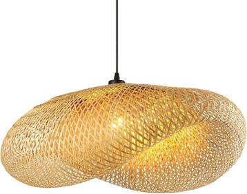 Bamboe Hanglamp Boho 60cm - Tweedekansje - OP=OP, Ophalen of Verzenden, Zo goed als nieuw, Overige materialen, Vintage, Retro, Boho