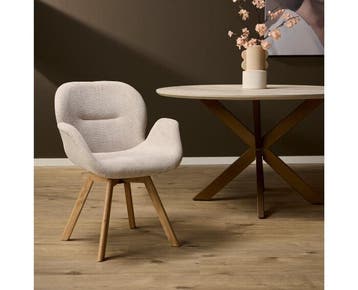 Eetkamerstoel Jesse houten onderstel | Beige, Huis en Inrichting, Ophalen of Verzenden, Nieuw