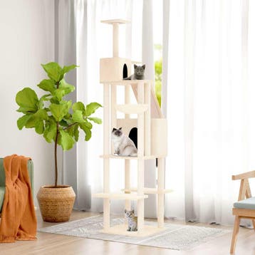 vidaXL Kattenmeubel met sisal krabpalen 201 cm crèmekleurig, Verzenden, Nieuw