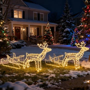 Kerstverlichting buiten - Rendier met slee - Kerstversiering, Diversen, Verzenden, Zo goed als nieuw