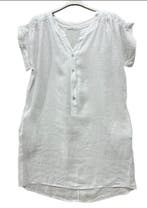 Luchtige linnen jurk- kleur WIT- korte raglan mouwen -, Nieuw