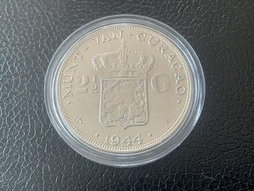 Curaçao (Caribisch Nederland). Wilhelmina. 2 1/2 Gulden 1944