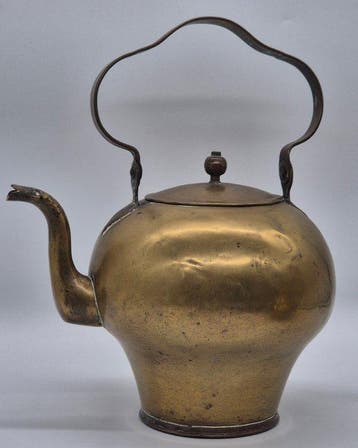 Theepot - Antieke messing-theepot – Grote waterkoker met een