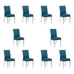 Set van 10 Leren eetkamerstoelen Real - Hermes Turquoise, Huis en Inrichting, Stoelen, Ophalen of Verzenden, Nieuw, Leer