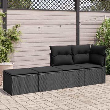 vidaXL 2-delige Loungeset met kussens poly rattan acacia, Verzenden, Nieuw, Loungeset