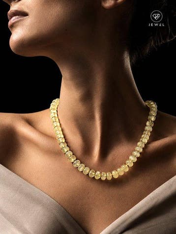 925 zilver - geel jade - Halsketting - Honey Glow
