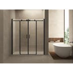 Nisdeur BWS Schuifbaar 4-Delig 180x200 cm Mat Zwart, Ophalen of Verzenden, Nieuw, Douche
