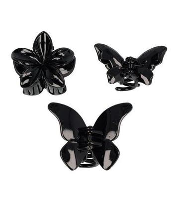 Haarspeld Haarklemmen 4 cm – Bloemvorm & Vlindervorm – Zwart, Nieuw