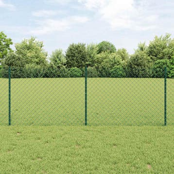 vidaXL Buiten kettinglink hek met paal 25 x 0,8 m PVC-Coated, Verzenden, Nieuw, IJzer