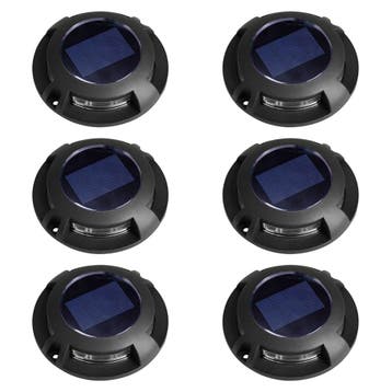 Set 6 stuks Solar Decklight Zwart Tuinverlichting, Tuin en Terras, Zonne-energie, Verzenden, Minder dan 50 watt, Nieuw