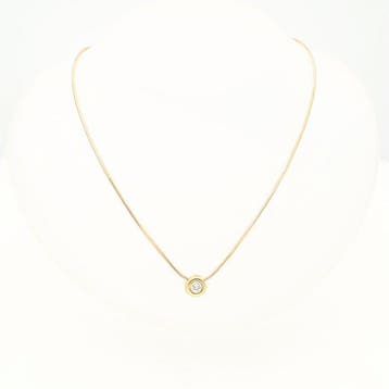 Ketting met hanger - 14 karaat Geel goud Diamant