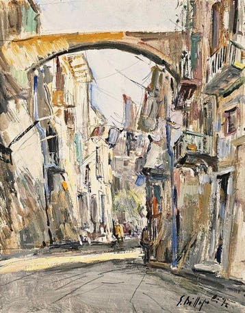 Edmondo Di Napoli (1938-2016) - Strada di Napoli, Antiek en Kunst