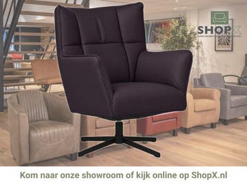 Leren draaifauteuil Lovely - Toledo Merlin (donkerpaars), Nieuw, Ophalen of Verzenden, 75 tot 100 cm, Eigentijds, Modern, Retro, Vintage