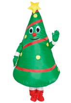 KIMU® Opblaas Kostuum Kerstboom Groen Opblaasbaar Pak Kerstb, Ophalen of Verzenden, Nieuw, Carnaval, Kleding