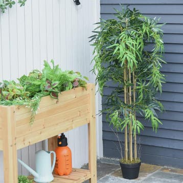 Outsunny Artificial bamboo with flower pot plant leaves real, Verzenden, Nieuw
