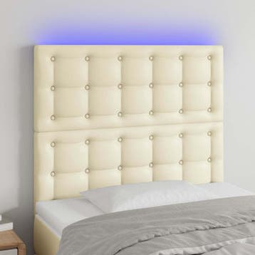 vidaXL Hoofdbord LED 100x5x118/128 cm kunstleer crèmekleurig, Verzenden, Nieuw, Crème, Overige materialen