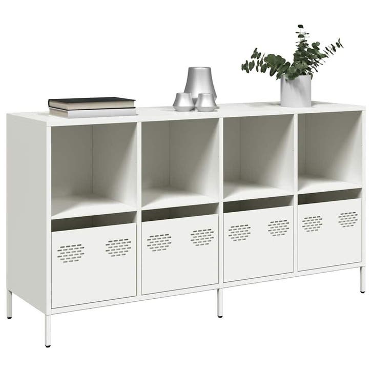 vidaXL Dressoir 135x39x73,5 cm koudgewalst staal wit, Huis en Inrichting, Kasten | Dressoirs, Nieuw, Metaal, Verzenden