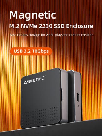 Cabletime M.2 NVMe USB-C SSD Externe behuizing – Magnetisch, Computers en Software, Harde schijven, SSD, Nieuw, Ophalen of Verzenden
