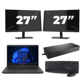HP 240 G8 -   i3-10e 8GB  - 256GB  + 2x 27 inch, Qwerty, Verzenden, 8 GB, Refurbished