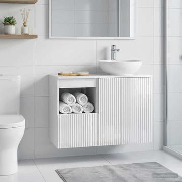 vidaXL Badkamerkast Hoogglans Wit 30 x 44,5 x 50 cm Bewerkt, Verzenden, Nieuw