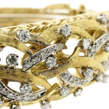 Luxe gouden armband met diamant; 1,78 ct. (Slavenarmband), Gebruikt, Ophalen of Verzenden, Met edelsteen, Goud
