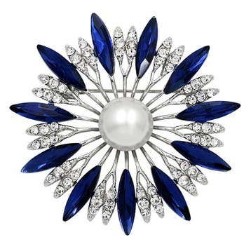 Fako Bijoux - Broche - Bloem - Ster - Kristal - Blauw - Ø, Verzenden, Nieuw