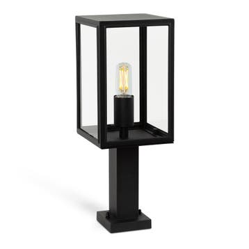 Buitenlamp Staand Zwart Soho Sokkel met Dag/Nachtsensor, Tuin en Terras, Buitenverlichting, Verzenden, Nieuw