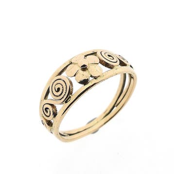 Vintage gouden florale ring, Gebruikt, Ophalen of Verzenden, 17 tot 18, Dame