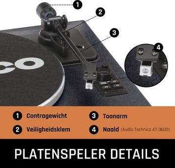 Platenspeler met speakers - Bluetooth - Auto-stop - Zwart -, Verzenden, Zo goed als nieuw