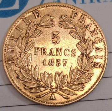 Frankrijk. Napoléon III. 5 Francs 1857-A, Paris