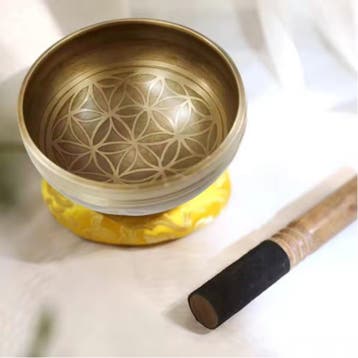 Tibetaanse Klankschaal Flower of Life met Kussen en Klopper, Verzenden, Nieuw