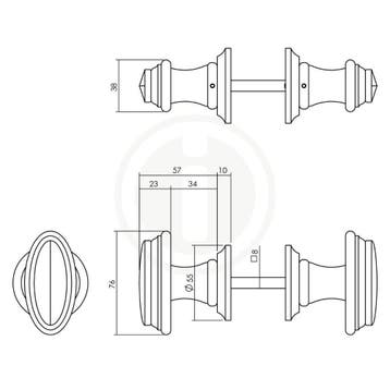 Intersteel Knopkruk rand met rozet -zwart hout, Verzenden, Nieuw