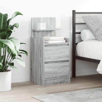 vidaXL Nachtkastje met 2 lades 38x34x80 cm grijs sonoma, Verzenden, Nieuw, Hout