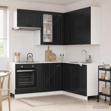 vidaXL Keukenblok LUCCA 8 st Zwart Bewerkt hout, Verzenden, Nieuw, Zwart