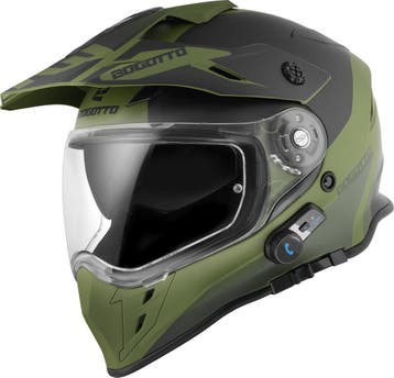 Bogotto H331 BT Tour EVO Zwart Groen Bluetooth Enduro Helm, Nieuw met kaartje, Overige merken, Heren, Offroadhelm