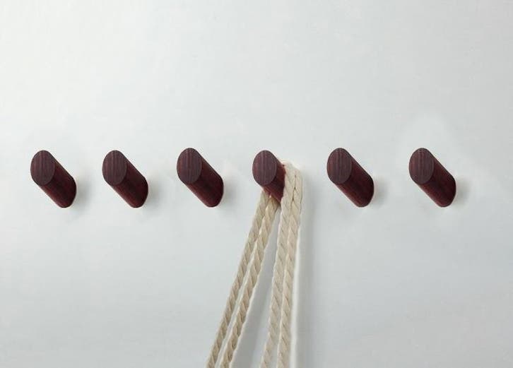Set van 6 houten kledinghaken (kapstok), mahonie, Doe-het-zelf en Verbouw, Gereedschap | Handgereedschap, Nieuw, Ophalen of Verzenden