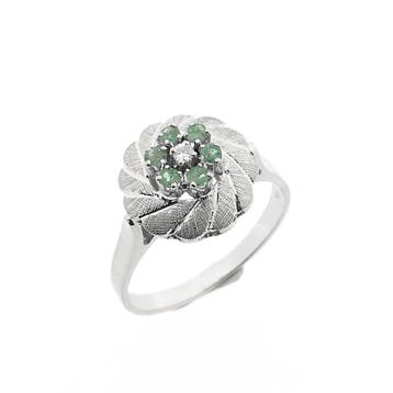 Gouden ring met smaragd en diamant; 0,03 ct., Gebruikt, Ophalen of Verzenden, 17 tot 18, Met edelsteen