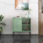 [en.casa] Metalen kast Eidsvoll 85x80x45 cm groen en zwart, Huis en Inrichting, Kasten | Dressoirs, Verzenden, Nieuw