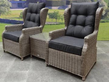Toscane XL lounge balkonset verstelbaar 3-delig grijs, Tuin en Terras, Ophalen of Verzenden, Nieuw, Wicker