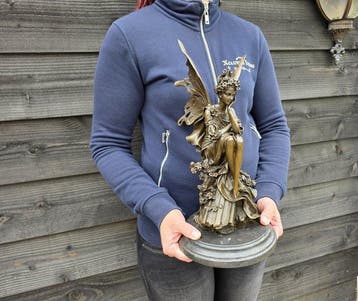 Beeld, Large Bronze Fairy - 37 cm - Brons, Marmer