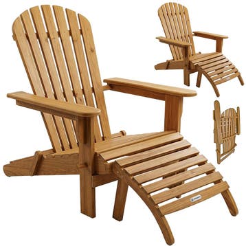 Ligstoel Adirondack Set van 2 Acaciahout + Voetsteunen, Verzenden, Nieuw