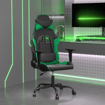 vidaXL Gamestoel kunstleer zwart en groen, Verzenden, Nieuw, Groen