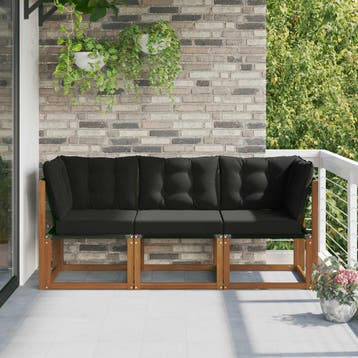 vidaXL 3 st Outdoor Midden- en Hoeksalon Naturel, Tuin en Terras, Tuinsets en Loungesets, Verzenden, Nieuw, 3 zitplaatsen