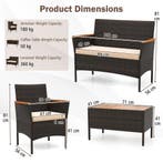 LIVSK Balkonmeubelset - Voor Maximaal 4 Personen - PE-Rotan, Verzenden, Nieuw