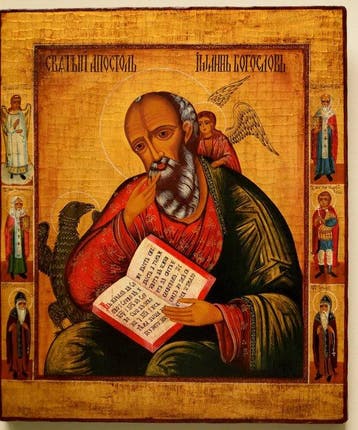 Icoon - Russische orthodoxe ikoon Johannes de Theoloog,
