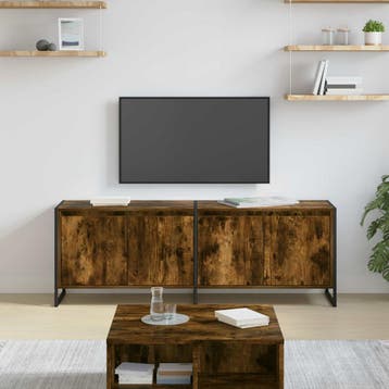 vidaXL TV-kast 140 x 36 x 49.5 cm Rook Eik Bewerkt hout, Minder dan 50 cm, Verzenden, Nieuw, Minder dan 100 cm