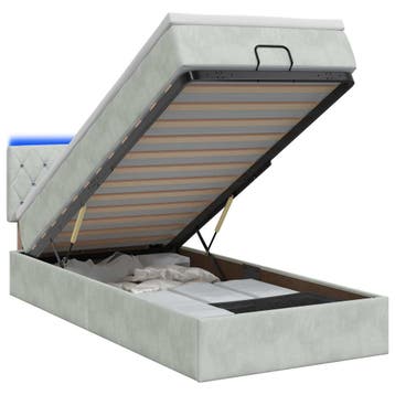 vidaXL Ottoman Bed met Matrassen en LED Lichtgrijs 100 x 200, Verzenden, Nieuw, Stof