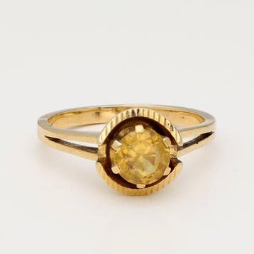 Ring - 18 karaat Geel goud - 0.96ct. tw. Saffier, Nieuw