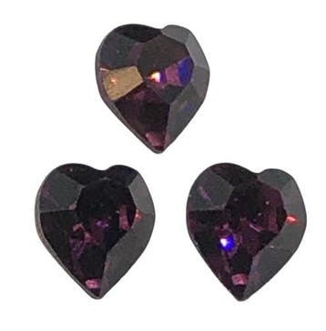 2 x Preciosa kristal puntsteen hart 6,5 mm – paars, Ophalen of Verzenden, Nieuw, Overige typen