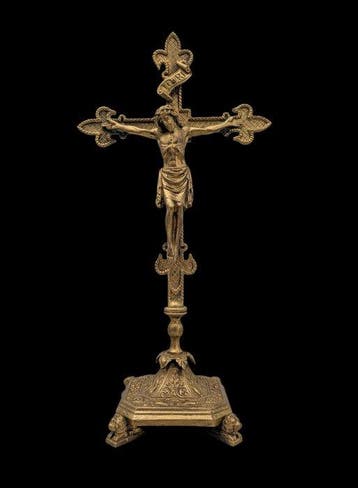 Antiek Crucifix - Brons - 1850-1900 - Prachtig altaarkruis